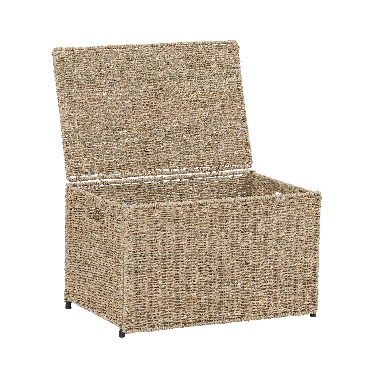 Household Essentials Small |Light Brown ML-5660 Decorative Wicker Chest with Lid for Storage and Organization Household Essentials