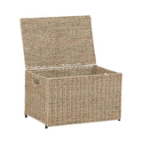 Household Essentials Small |Light Brown ML-5660 Decorative Wicker Chest with Lid for Storage and Organization Household Essentials