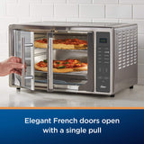 Oster Air Fryer Oven, 10-in-1 Countertop Toaster, Large Enough for 2 Pizzas, Stainless Steel French Doors, XL Sized Oster