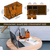 Personalized Wooden Pen Holder for Desk with Cell Phone Holder Wood Desk Organizer Pencil Holder Coworker Gifts Boss Leader Colleague Friends Office Organization Employee Appreciation Gifts Woodland