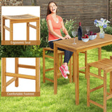 HAPPYGRILL Acacia Wood 5-Piece Outdoor Bar Set with Table and Saddle Stools HAPPYGRILL