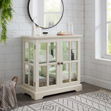 LUMISOL LED Curio Display Cabinet, Antique Display Cabinet with Adjustable Shelves, Retro Showcase with Lattice Doors, Elegant Bookcase and Storage Cabinet for Home Decor Organization, White LUMISOL