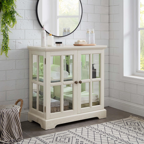 LUMISOL LED Curio Display Cabinet, Antique Display Cabinet with Adjustable Shelves, Retro Showcase with Lattice Doors, Elegant Bookcase and Storage Cabinet for Home Decor Organization, White LUMISOL