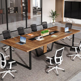 Tribesigns 8FT Large Conference Table for 10 People, Industrial 94.5-Inch Meeting Table with Two Grommets, Rectangular Podcast Training Table for Home Office, Studio, Business, 2 PCS Tribesigns