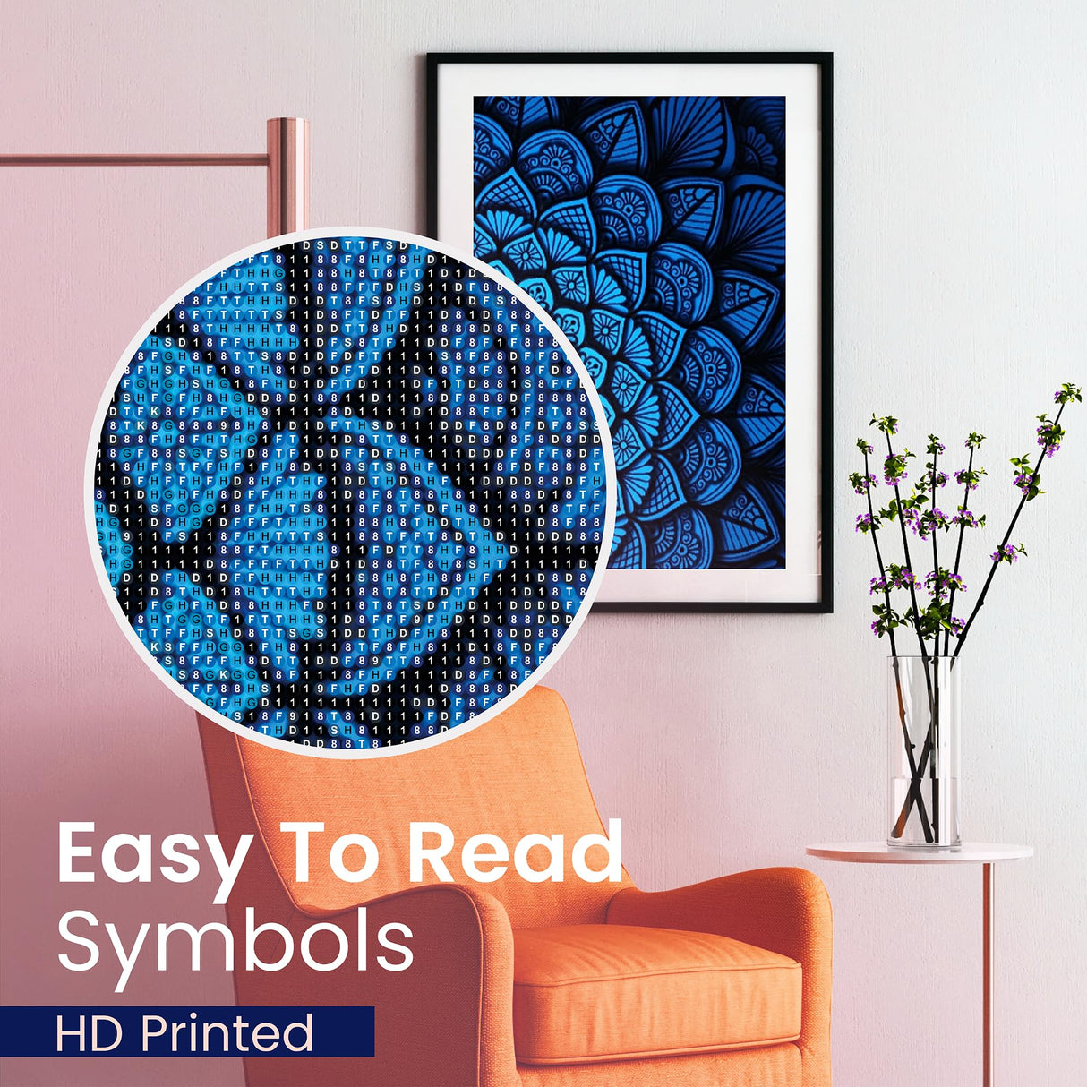 Modern Merch Mandala Diamond Art Kits for Adults, Blue and Black Pattern 5D Diamond Painting for Adults, DIY Mandala Wall Art, Cross Stitch Pattern Gem Art, Full Round Drill 12x16 Modern Merch