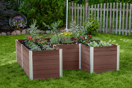 Vita Urbana 6 Foot x 6 Foot Embossed Vinyl Keyhole Garden with Composting Basket, Espresso Brown, PVC, BPA and Pthalate Free, VT17507 Vita
