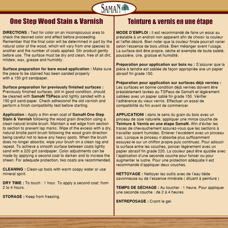 SamaN Interior One Step Wood Seal, Stain and Varnish – Oil Based Odorless Dye - Protection for Furniture and Fine Wood (Dark Walnut SAM-314, 8 oz) SamaN