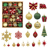 Alupssuc 82pcs Christmas Balls Ornaments Set, Delightful Classic Gift Set, Shatterproof Plastic Decor for Xmas Tree Holiday Wedding Party Decorations with Hanging Strings, Gold, Red and Green Alupssuc