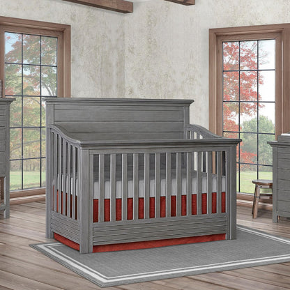 Evolur Waverly 5-in-1 Full Panel Convertible Crib in Rustic Grey, Greenguard Gold Certified , 58.75x31.25x46.5 Inch (Pack of 1) - WoodArtSupply