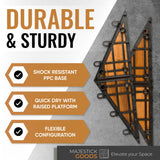 Interlocking Deck Tiles Herringbone 4 Pack Edge Tile - Non-Slip Acacia Wood Outdoor Tiles for Patio - Decking, Porch and Balcony Flooring Tiles - Easy to Install Wooden Deck Tile Pavers (Edges) Majestick Goods