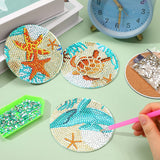 UPINS Ocean Diamond Art Painting Coaster Kit, 8Pcs DIY Crafts Kit with Holder, Non Slip Coaster Art Supplies for Adults, Ideal Christmas Gift UPINS