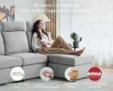 LINSY HOME Modular Sectional Sofa, Upgraded High Back Sectional Couch with 4 Headrests, U Shaped Sleeper Sofa with Storage, Sofa Covers Removable, 6 Seat Couch with Ottoman for Living Room, Grey LINSY HOME