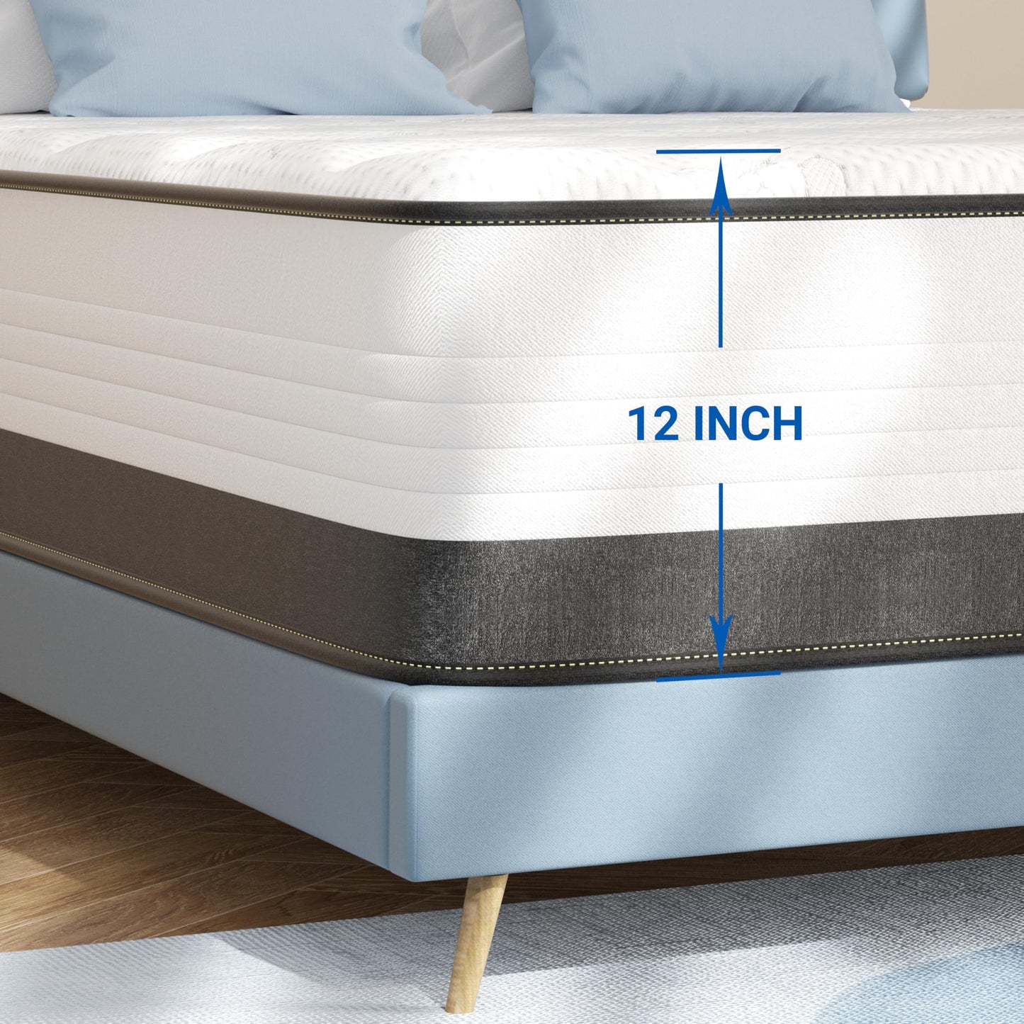 SEMIELO Full Size Mattress, 12 Inch Full Mattress in a Box, Hybrid Mattress with Memory Foam and Pocketed Coils for Breathable and Durable Support, CertiPUR-US Certified