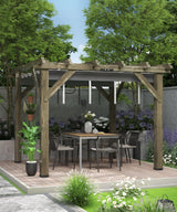KYBOLT 10 X 10 Ft Wood Pergola with Retractable Sunshade Canopy, Solid Structure, Outdoor Pergola for Deck, Garden, Backyard - Charcoal Gray KYBOLT