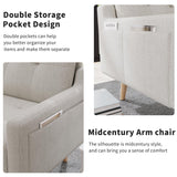 EJUNQ Mid Century Modern Accent Chair ，Upholstered Armchair，Comfy Reading Chair with Wood Legs，Fabric Single Sofa Chair for Living Room Bedroom Small Spaces（Ivory） EJUNQ