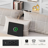 YITAHOME White Farmhouse Queen Bed Frame with Storage Headboard, LED Lights, and Charging Station YITAHOME