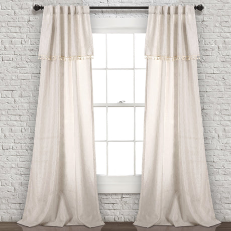 Lush Décor Ivy Tassel Window Curtain Panel Pair, 84 x 40 in, Neutral Lush Decor