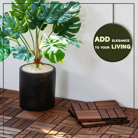 VICTORY RELAX Acacia Wood Flooring Interlocking Deck Tiles for Patio Decor 9 Pcs 12 Slats VR Brown - Waterproof Indoor & Outdoor Decor - Balcony Garden Decking Tile (12.2 * 12.2 * 0.7 inches) VICTORY RELAX