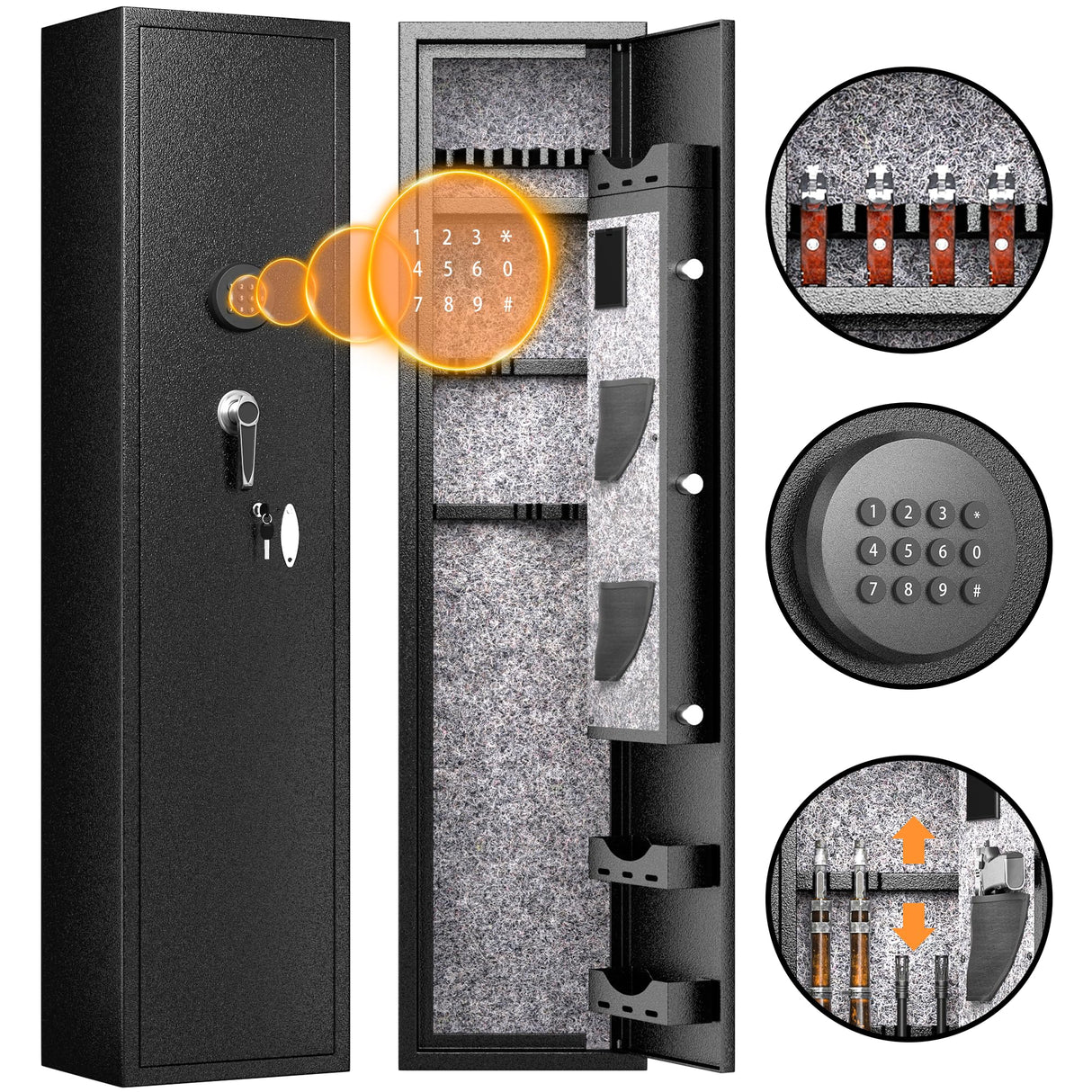 INTERGREAT [2024 NEW] 3-5 Rifle Gun Safe with Light, Long Gun Safes for Rifles and Shotguns, Quick Access Rifle Safe for Home Rifles and Pistols, Large Gun Cabinet for Rifles with keypad Lock, Metal INTERGREAT