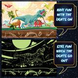 Hapinest Glow-in-The-Dark Dinosaur Jigsaw Puzzle for Kids, 100 Piece Puzzles for Kids Boys and Girls Gifts Ages 5 6 7 8 9 10 11 12 Years Old & Up, Includes 12 Dinosaur Fact Cards & LED Mini Flashlight Hapinest