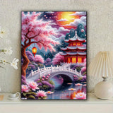 KUFWKEY Landscape DIY Diamond Painting Kit, Japanese Garden Scene Diamond Art Kits for Adults,5D Full Round Drill Diamond Mosaic Kits,DIY Diamond Dots for Beginners,12x16 inch KUFWKEY