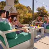 EAST OAK Signature 4 Pieces Patio Furniture Set, Aluminum Outdoor Furniture with Teak Wood Armrest, Sofa and Coffee Table Patio Set, Modern Patio Conversation Set for Porch, Champagne Gold & Green EAST OAK