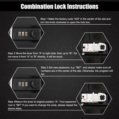 Dalmbox Portable Gun Safe for Pistols with Combination Lock Handgun Lock Box for Nightstand, Travel , Home, Car, Truck (9.4"X 6.4" X 1.8") Dalmbox