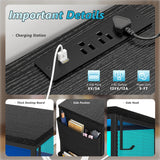 EnHomee 55" Dresser & TV Stand with 10 Fabric Drawers, Wooden Open Shelves, Power Outlets & LED Lights, Multi-Functional Storage Unit for Bedroom, Closet, Black EnHomee