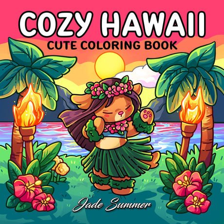 Cozy Hawaii: Cute Coloring Book for Adults and Teens with Charming Characters and Easy-to-Color Tropical Scenes for Relaxation (Cozy Coloring Books) WoodArtSupply