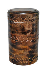 HIND HANDICRAFTS Round Wooden Engraved Urns for Human Ashes Adult - Wooden Box Rosewood Cremation Urns for Ashes - Burial Urns - Funeral Urns Large Hind Handicrafts
