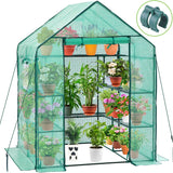 Greenhouse for Outdoors with Screen Windows, Ohuhu Upgraded 4 Tiers 11 Shelves Walk-in Greenhouses with Durable PE Cover, Outside Garden Plastic Green House with Ground Pegs & Ropes for Stability Ohuhu