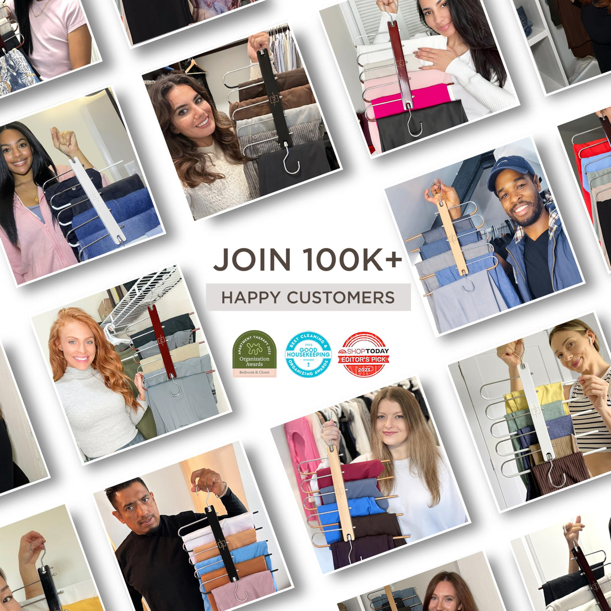 MORALVE Pants Hangers Space Saving - 2 Pack European Beechwood Scarf and Jean Hangers - Closet Organizer and Space Saver Pant Rack, Leggings Hanger, and Scarf Holder with 360° Swivel Hook MORALVE