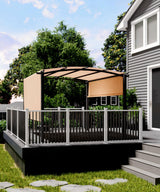 GarveeLife 10 x 10 Ft Outdoor Arched Pergola, Metal Pergola with Retractable Canopy, Arched Style Gazebos for Backyard, Lawn, Patios (Khaki) GarveeLife
