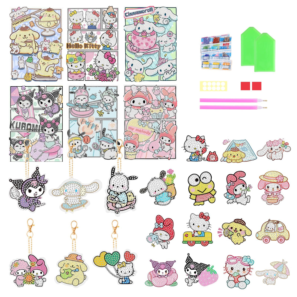 FFPTBNYX 27 Pcs Diamond Art Kits for Beginners, Cute DIY Diamond Arts Mosaic Kits & Stickers & Keychains.Arts and Crafts for Beginners, Gem Art As Ideal Gifts FFPTBNYX