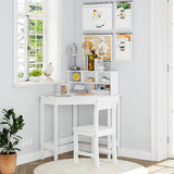 UTEX Kids Desk,Wooden Study Desk with Chair for Children,Writing Desk with Storage and Hutch for Home School Use,White UTEX