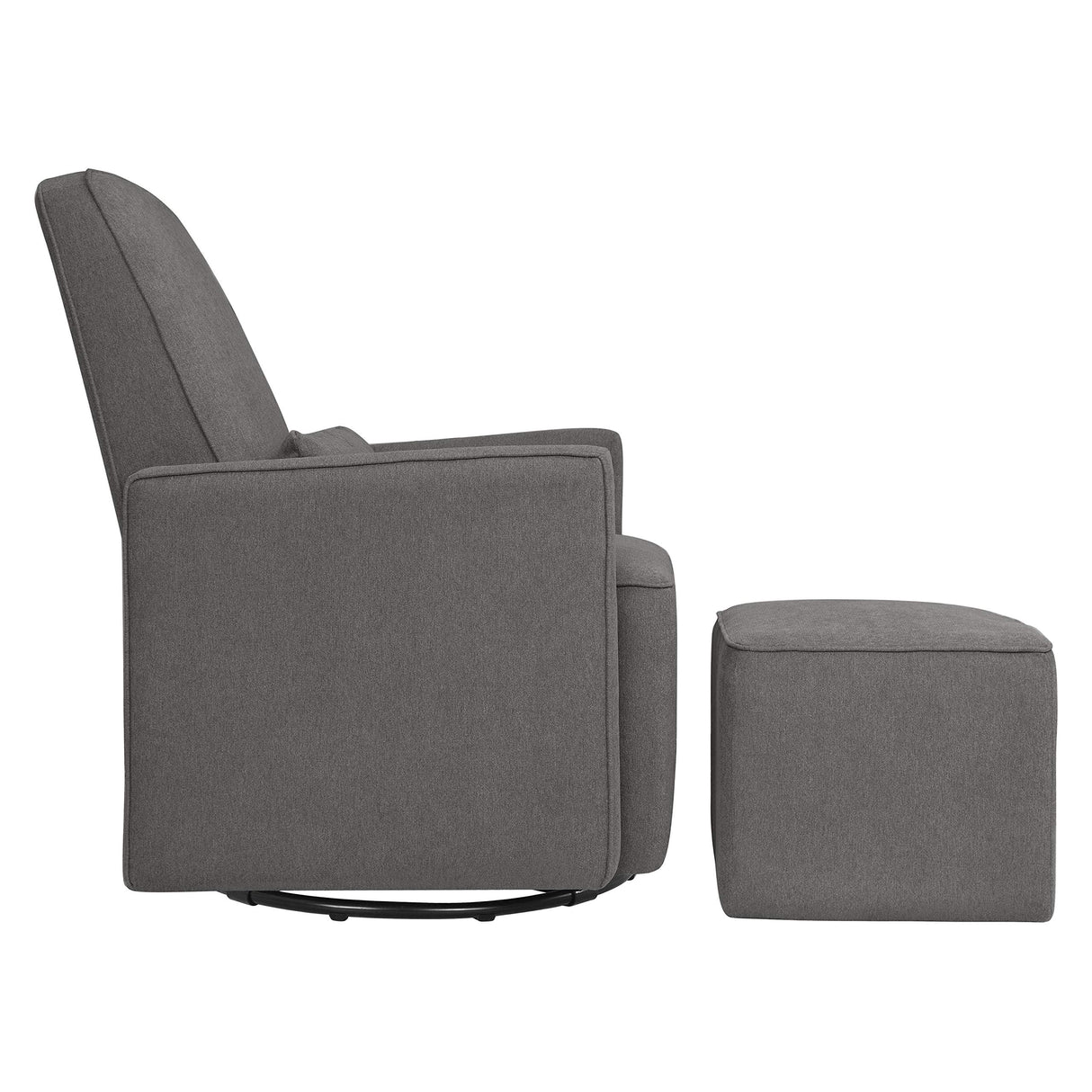 DaVinci Olive Upholstered Swivel Glider with Bonus Ottoman in Dark Grey, Greenguard Gold & CertiPUR-US Certified DaVinci