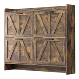 MU Shoe Storage Cabinet with 4 Flip Drawers, Freestanding Shoe Cabinet, Shoe Organizer with Wood Legs for Entryway, Slim Shoe Cabinet, Rustic MU