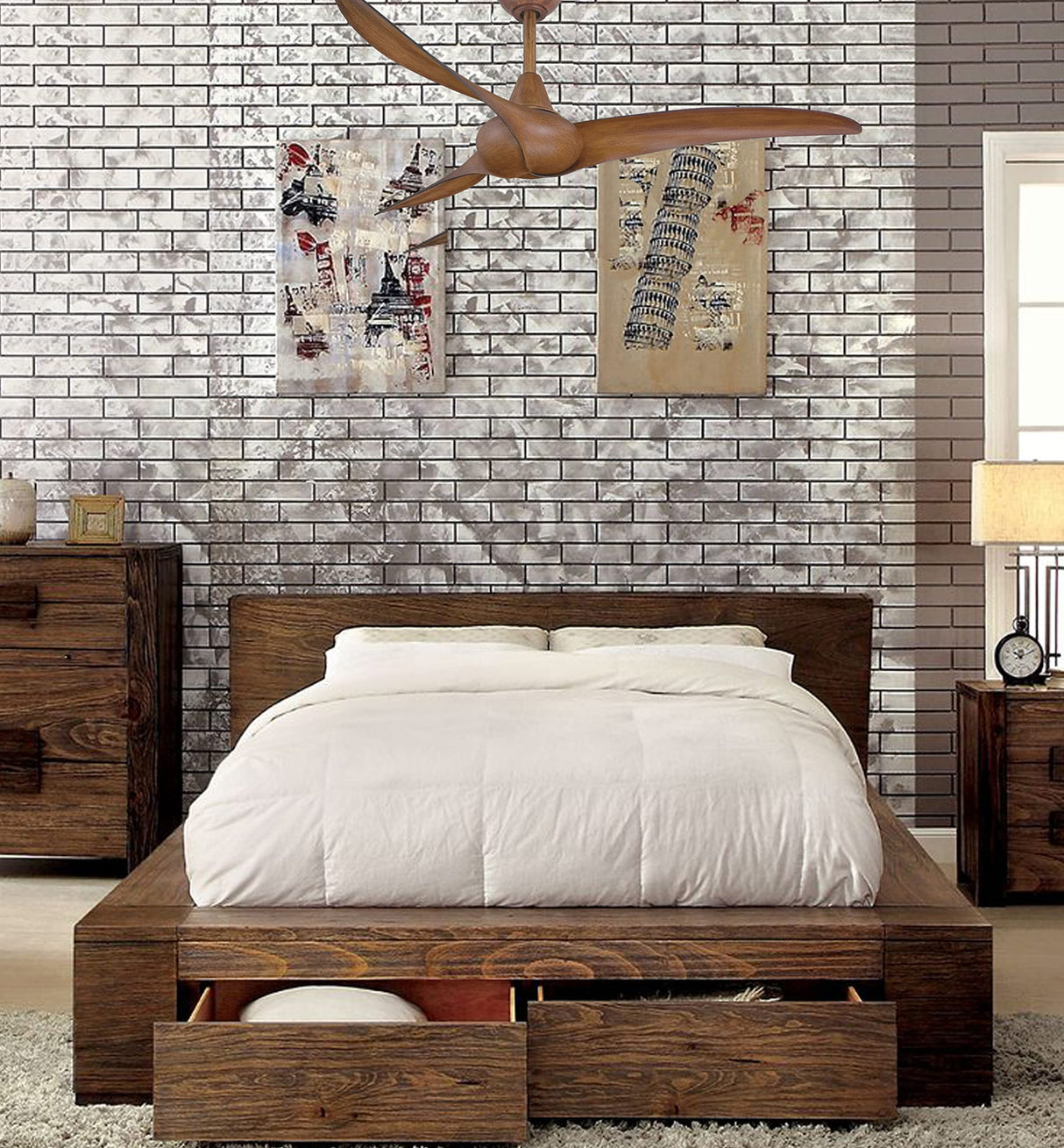 MINKA-AIRE F843-DK, Wave, 52 Inch Ceiling Fan with Remote Control, Brown Distressed Koa MINKA-AIRE