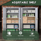 Greenvelly Metal Garage Storage Cabinet, 72” Tall Locking Steel Cabinet with 2 Doors and 4 Adjustable Shelves, Utility Metal Filing Cabinet with Lock for Home, Office, Garage, School (Dark Grey) Greenvelly