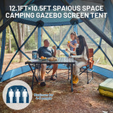 Timber Ridge 12 x 11ft Pop Up Gazebo, Portable Instant Screen House with Netting, Easy 60-Second Set-Up, Fits 6 People, Ideal for Camping, Backyard, Patio, Tailgating, Picnics TIMBER RIDGE