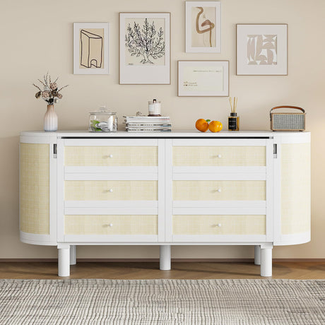 Farmhouse Queen Size Murphy Bed with Both Sides Hidden Storage, Solid Wood Folding Platform Bed Chest Cabinet Bed for Home Office Guest Room Small Room, Modern Woven Design (White-3.4, Queen) XD Designs