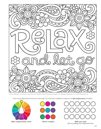 Colorful Creations Positively Inspired Coloring Book: Coloring Book Pages Designed to Inspire Creativity! (Design Originals) 32 Uplifting Designs from Jess Volinski, the Artist of Notebook Doodles