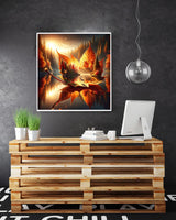 AREOPNMG 5D Fall Maple Leaf Diamond Painting Kits for Adults Beginners,DIY Mountain Lake Landscape Diamond Art,Full Round Drill Diamond Dot Gem Art Kits, Home Wall Decor 16x16 Inch AREOPNMG