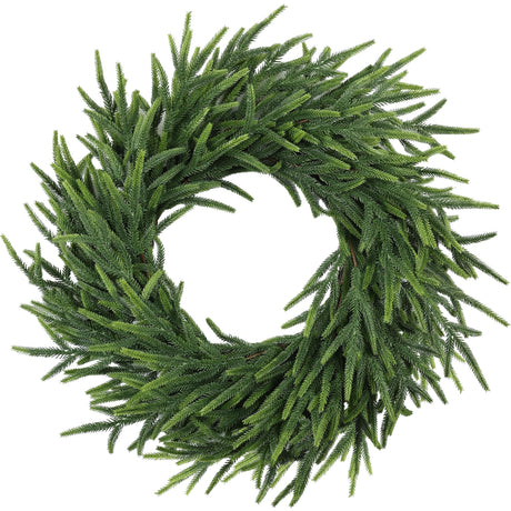 MDSTBN 24 Inch Pine Wreath Christmas Wreaths for Front Door, Real Touch Pine Wreath Large Artificial Green Wreaths for Walls Windows Porches Farmhouse Indoor Outdoor Home Decor MDSTBN