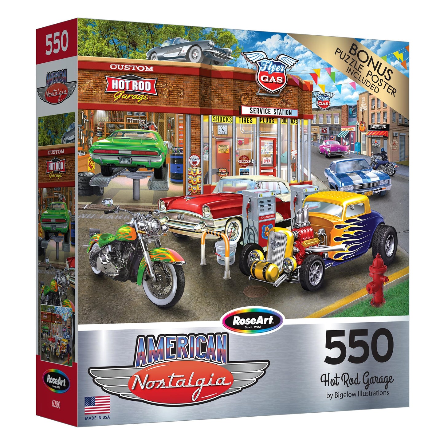 RoseArt - American Nostalgia - Hot Rod Garage - 550 Piece Jigsaw Puzzle for Adults