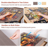 Lavievert Jigsaw Puzzle Table with Cover and Angle & Height Adjustment, Detachable Double-Sided Puzzle Board with Auxiliary Line, Tilting Table with Storage Shelf & 4 Casters for Up to 1500 Pieces LAVIEVERT