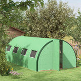 Outsunny 20' x 10' x 6.6' Walk-in Tunnel Greenhouse with Upgraded Structure, Outdoor Green House with 2 Hinged Doors, 8 Mesh Windows, Gardening Plant Warm House Tent, Green Outsunny