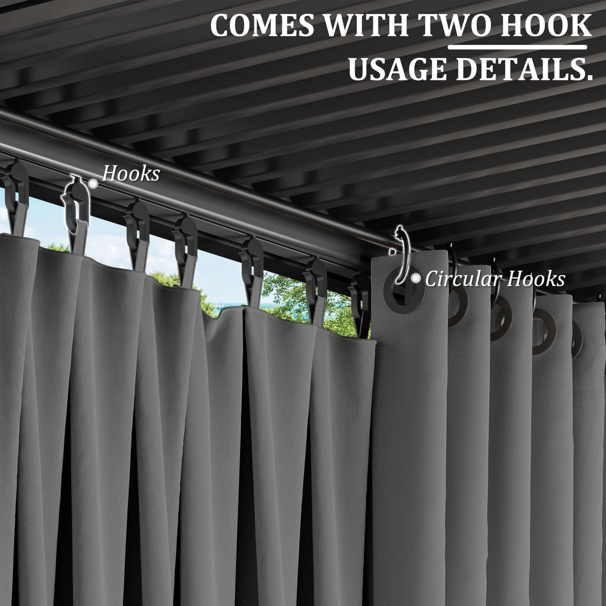 Kimunuk Gazebo Universal Replacement Privacy Curtain,12'X16' Gazebo Outdoor Waterproof Curtains, 4-Panels Sidewall Curtains with Double Zipper for Patio, Garden and Backyard (Only Curtains, Grey) Kimunuk
