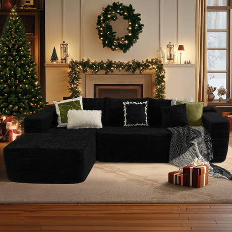 ALTRIGUS 104" Cloudy Sectional L Shaped Couch for Living Room, No Assembly Required, Modular Comfy Sofa with Deep Seat, Fluffy Couch with Sleeper Chaise for Apartment Lounge (Black) ALTRIGUS