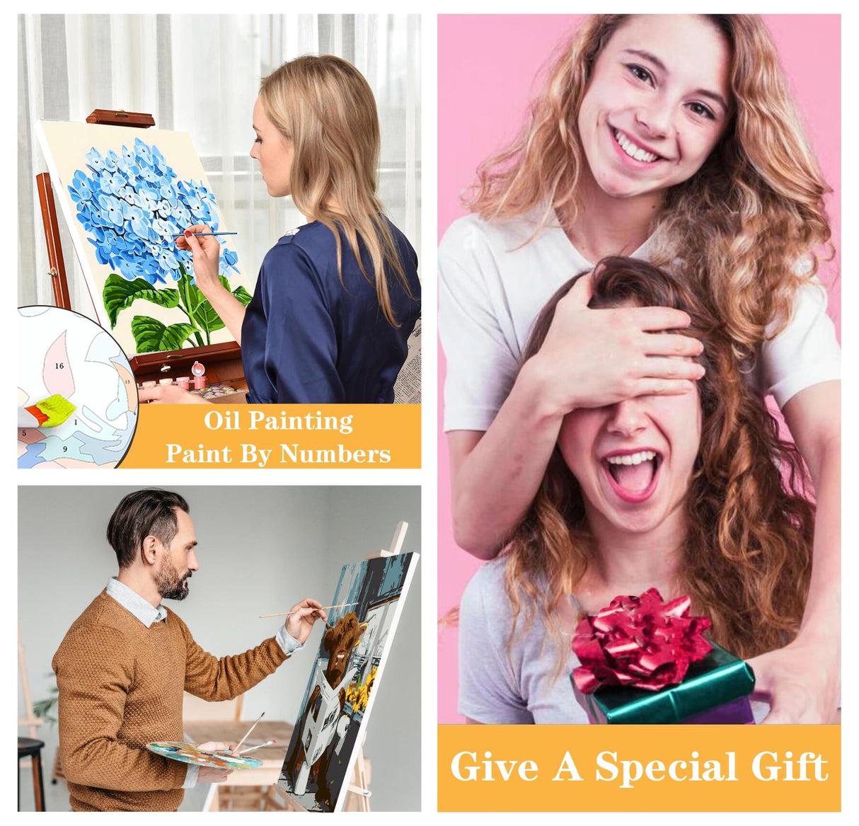 Mowana Paint by Numbers Kit for Adults Beginner with Wooden Frame and Easel Easy Acrylic on Canvas Hydrangeas Paint by Number Kits 8x12 inch with Paints and Brushes Mowana